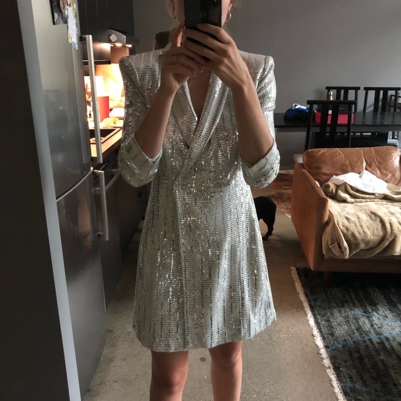 Silver Sequin Blazer Dress - Picture 8 of 8